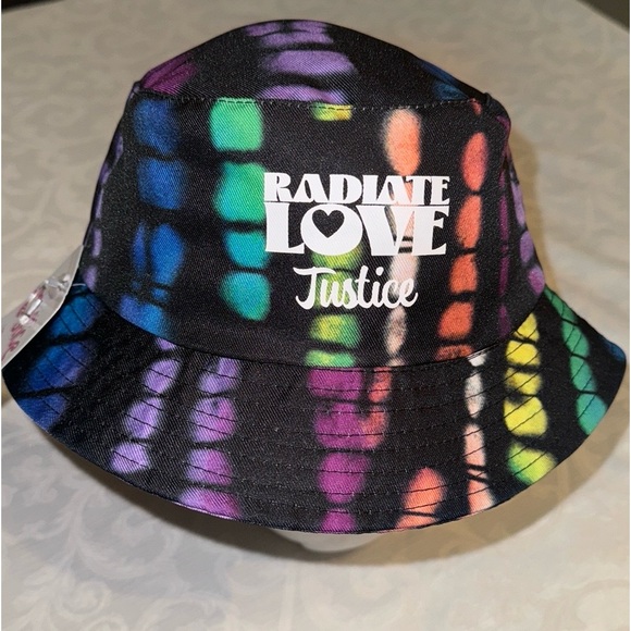 Justice Brand Child Girls/Boys Black Tie-Dye Bucket Hat, Radiate Love - Picture 3 of 12